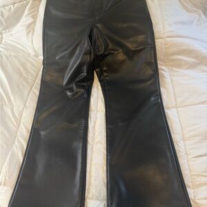 Black Faux Leather Flare Pants